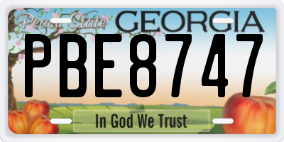 GA license plate PBE8747