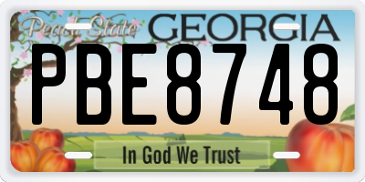 GA license plate PBE8748