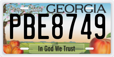 GA license plate PBE8749