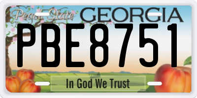 GA license plate PBE8751