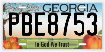 GA license plate PBE8753