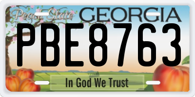 GA license plate PBE8763