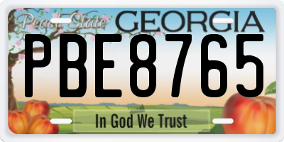 GA license plate PBE8765
