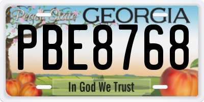 GA license plate PBE8768