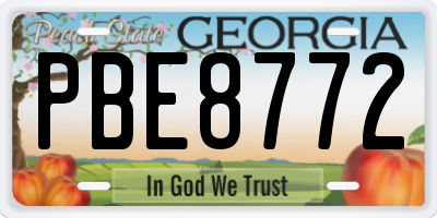 GA license plate PBE8772