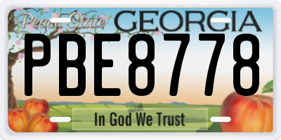 GA license plate PBE8778