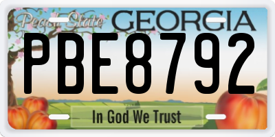 GA license plate PBE8792