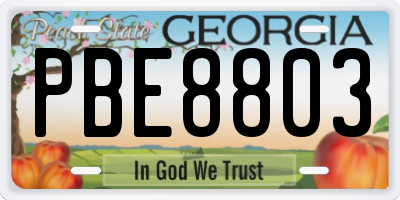 GA license plate PBE8803