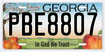 GA license plate PBE8807