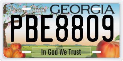 GA license plate PBE8809