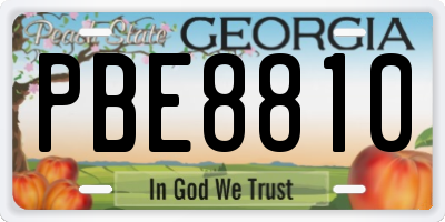 GA license plate PBE8810