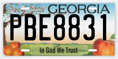 GA license plate PBE8831