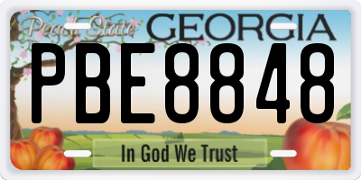 GA license plate PBE8848
