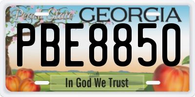 GA license plate PBE8850