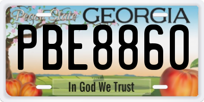 GA license plate PBE8860