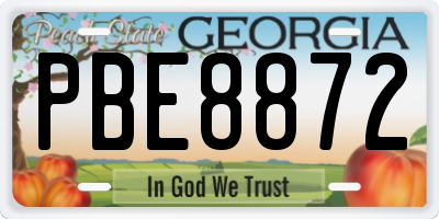 GA license plate PBE8872