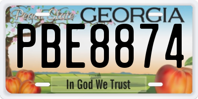 GA license plate PBE8874