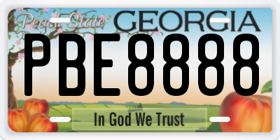 GA license plate PBE8888