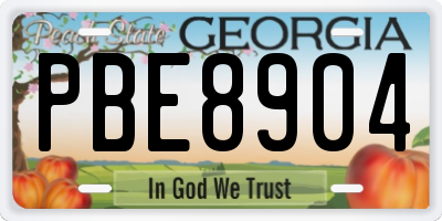 GA license plate PBE8904