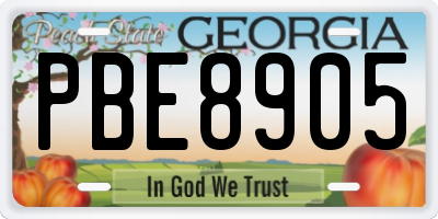 GA license plate PBE8905