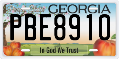 GA license plate PBE8910