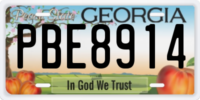 GA license plate PBE8914