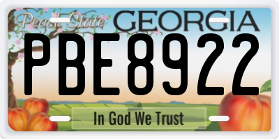 GA license plate PBE8922
