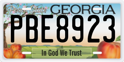 GA license plate PBE8923
