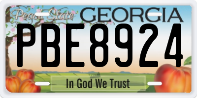 GA license plate PBE8924