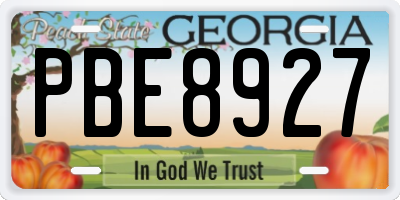 GA license plate PBE8927