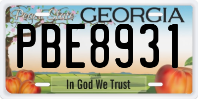 GA license plate PBE8931