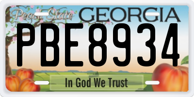 GA license plate PBE8934