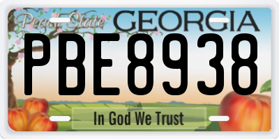 GA license plate PBE8938