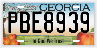 GA license plate PBE8939