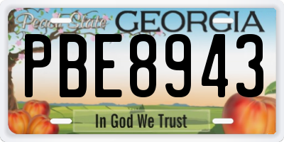GA license plate PBE8943