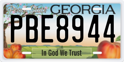 GA license plate PBE8944