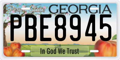 GA license plate PBE8945