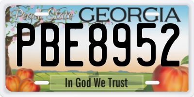 GA license plate PBE8952