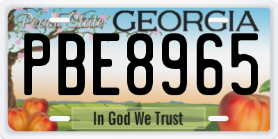 GA license plate PBE8965