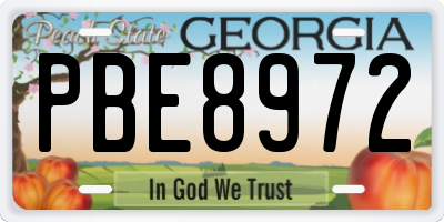 GA license plate PBE8972