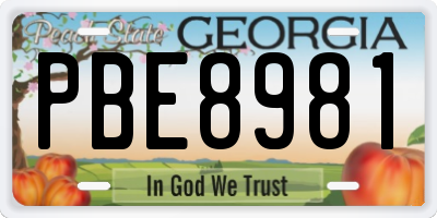 GA license plate PBE8981