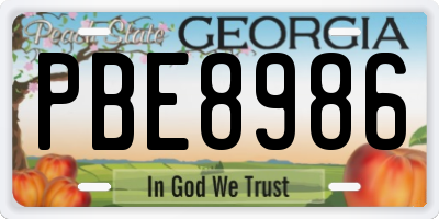 GA license plate PBE8986
