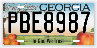 GA license plate PBE8987