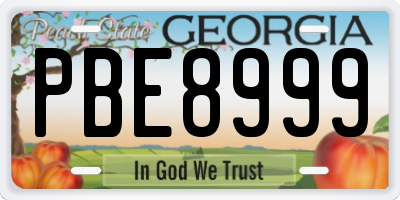 GA license plate PBE8999