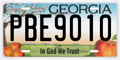 GA license plate PBE9010