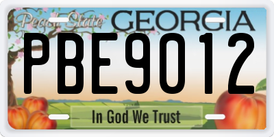GA license plate PBE9012