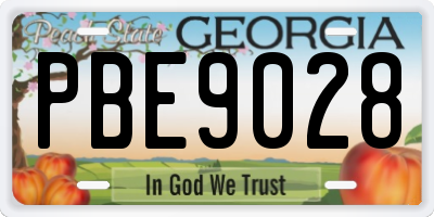 GA license plate PBE9028