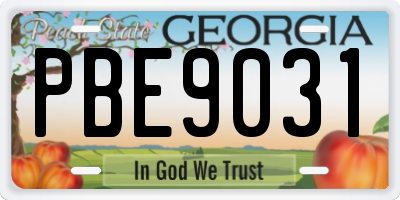 GA license plate PBE9031