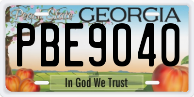GA license plate PBE9040
