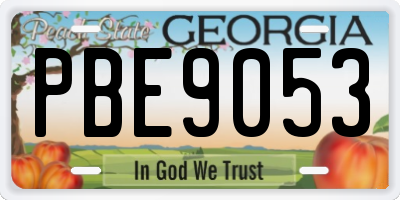 GA license plate PBE9053